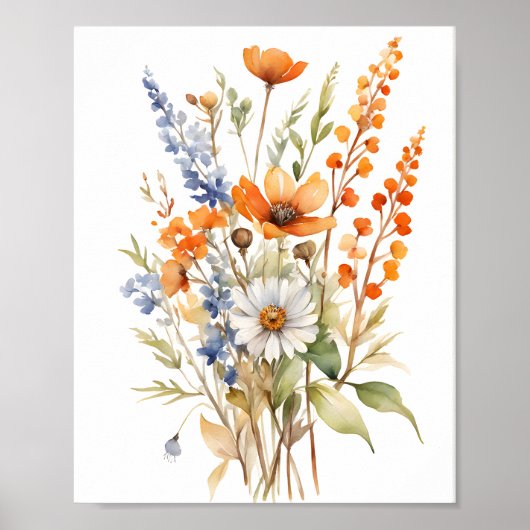 Herfst Wilde Bloemen, Warme Herfstvibes Poster (Voorkant)