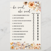 Herfst wilde bloemen zei hij ze douchespel Kaart (Voorkant)