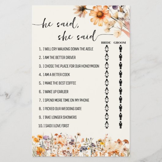 Herfst wilde bloemen zei hij ze douchespel Kaart (Voorkant)