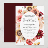 Herfst Wilde Bloemen Zonnebloemen & Bourgondische  Kaart (Voorkant / Achterkant)