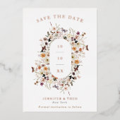 Herfst Wilde Bloemenboog Lijst Bruiloft Foto opsla Folie Uitnodiging (Voorkant)