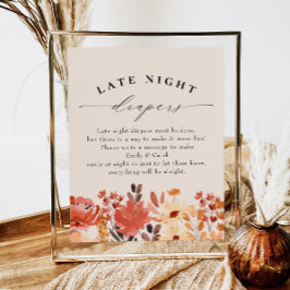 Herfst Wilde Late Night Diapers Baby shower Poster