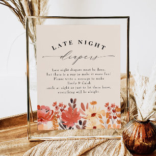 Herfst Wilde Late Night Diapers Baby shower Poster