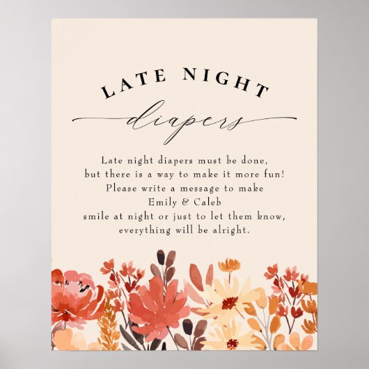 Herfst Wilde Late Night Diapers Baby shower Poster (Voorkant)