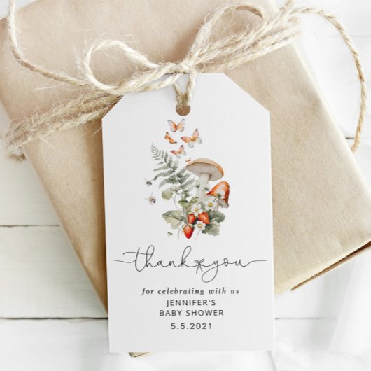Herfst wilde paddestoel baby shower dank u label cadeaulabel