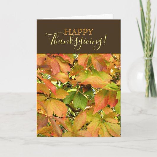 Herfst wilde wijnstok bladeren Happy Thanksgiving Feestdagen Kaart (Voorkant)