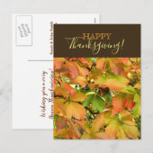 Herfst wilde wijnstok bladeren Happy Thanksgiving Feestdagenkaart (Voorkant / Achterkant)