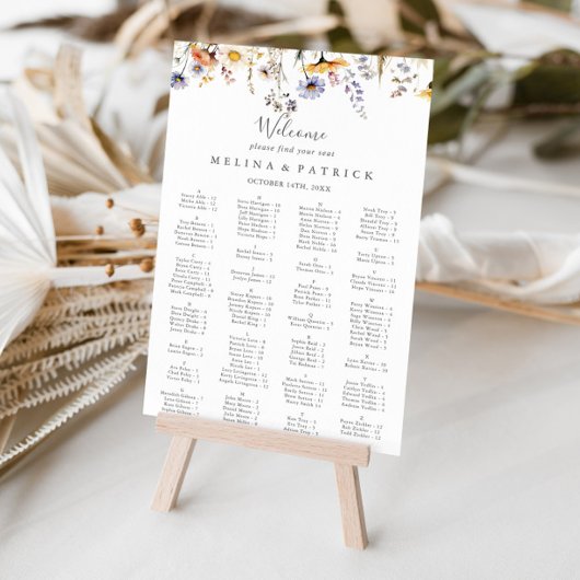 Herfst Wildflower Alfabetische Zitting Grafiek Poster