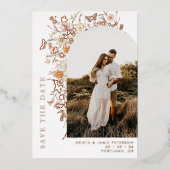 Herfst Wildflower Arch Foto Bruiloft Save the Date Folie Uitnodiging (Voorkant)