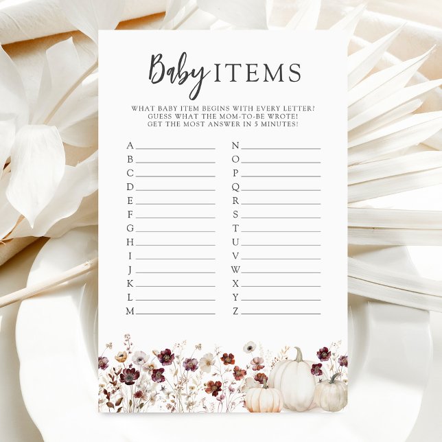 Herfst Wildflower Baby shower Baby Items spel (Creator heeft geüpload)