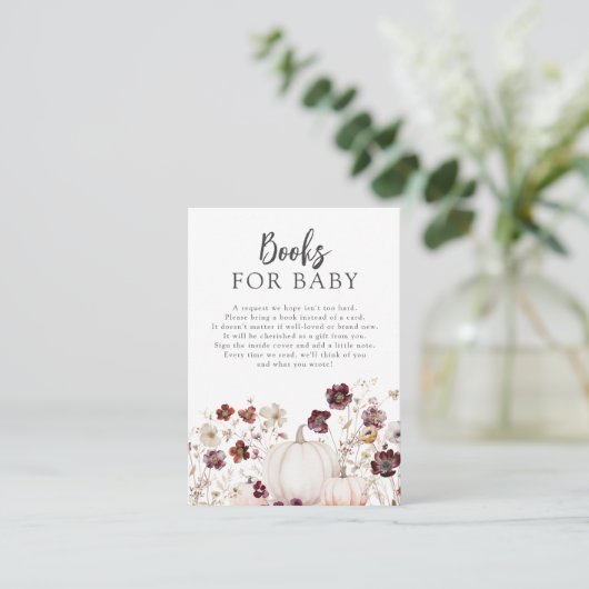Herfst Wildflower Baby shower Boeken voor Baby Informatiekaartje (Staand voorkant)