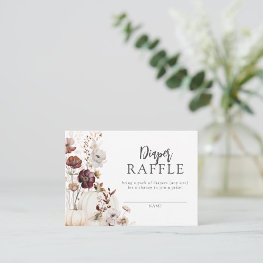 Herfst Wildflower Baby shower Luier Raffle Informatiekaartje (Staand voorkant)