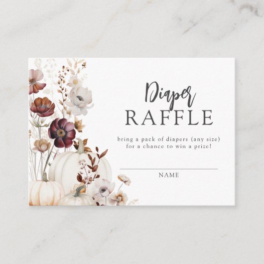 Herfst Wildflower Baby shower Luier Raffle Informatiekaartje (Voorkant)