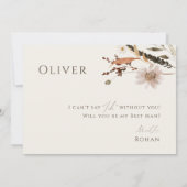 Herfst Wildflower | Beige Best Man Voorstel Kaart (Achterkant)