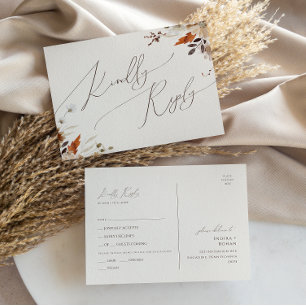 Herfst Wildflower Beige Menu Keuze RSVP Briefkaart