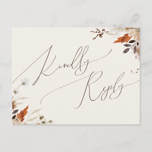 Herfst Wildflower Beige Menu Keuze RSVP Briefkaart (Voorkant)