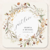 Herfst Wildflower Bloemen Herfstkrans BOHO Bruilof Kartonnen Onderzetters (Voorkant)