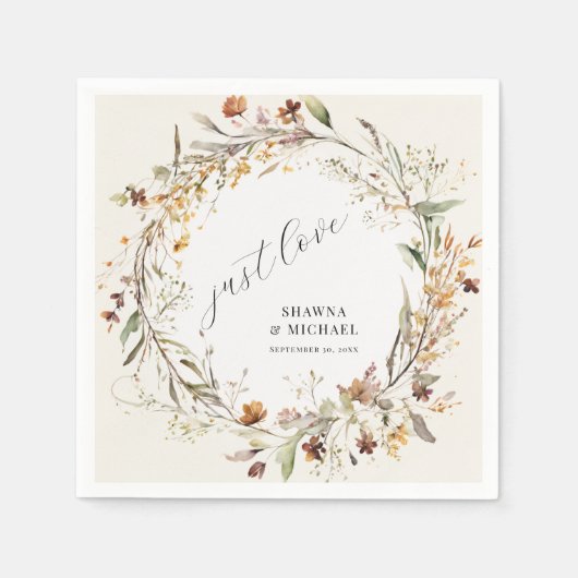 Herfst Wildflower Bloemkrans Herfst BOHO bruiloft Servet (Voorkant)