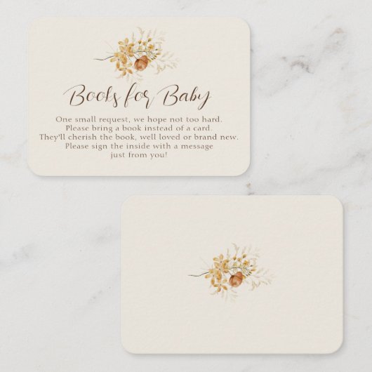 Herfst Wildflower Boeken voor Baby shower Insert Informatiekaartje