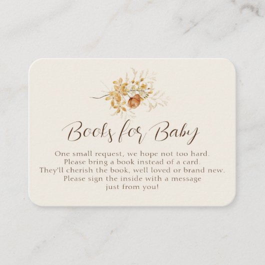 Herfst Wildflower Boeken voor Baby shower Insert Informatiekaartje (Voorkant)