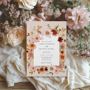 Herfst Wildflower Boho bruiloft Kaart