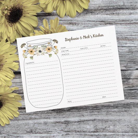 Herfst Wildflower Bouquet Mason Jar Recipe Kaarten
