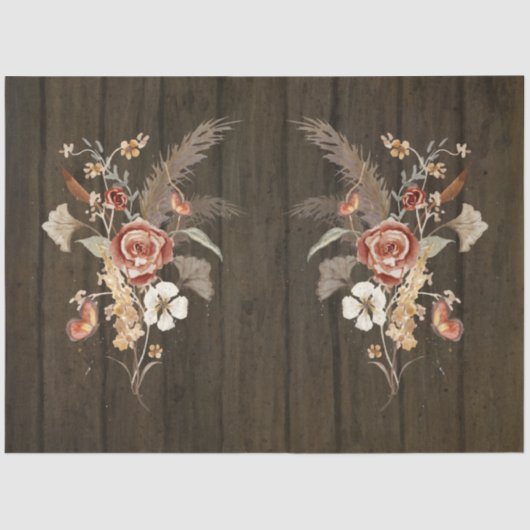 Herfst Wildflower Bouquet Pampas Grass Decoupage A Tissuepapier (Voorkant)