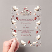 Herfst Wildflower Bourgogne Crème Boho Clear Weddi Acryl Uitnodigingen (Insitu (Draagbaar))