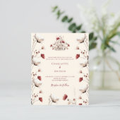 Herfst Wildflower Bourgogne Crème huwelijksuitnodi (Staand voorkant)