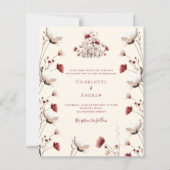Herfst Wildflower Bourgogne Crème huwelijksuitnodi (Voorkant)