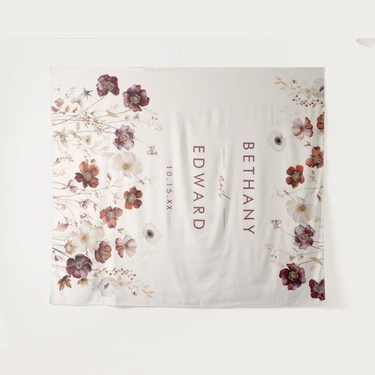 Herfst Wildflower bruiloft achtergrond Wandkleed (Voorkant (horizontaal))