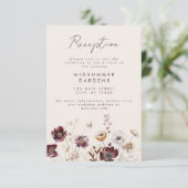 Herfst Wildflower bruiloft receptie Informatiekaartje (Staand voorkant)
