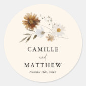 Herfst Wildflower bruiloft Ronde Sticker (Voorkant)