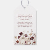 Herfst Wildflower bruiloft Welkom Cadeaulabel (Achterkant)