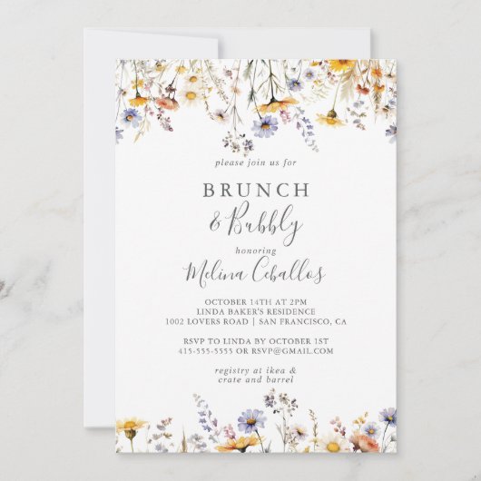 Herfst Wildflower Brunch en Bubbly Vrijgezellenfee Kaart (Voorkant)