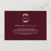 Herfst Wildflower Crest Bourgogne Wedding Details Informatiekaartje (Voorkant)