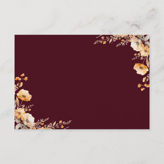 Herfst Wildflower Crest Bourgogne Wedding Details Informatiekaartje (Achterkant)