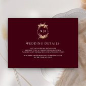 Herfst Wildflower Crest Bourgogne Wedding Details Informatiekaartje