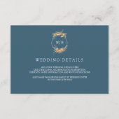Herfst Wildflower Crest Dusty Blue Wedding Details Informatiekaartje (Voorkant)