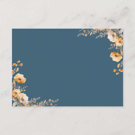 Herfst Wildflower Crest Dusty Blue Wedding Details Informatiekaartje (Achterkant)
