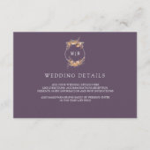 Herfst Wildflower Crest Dusty Paarse bruiloft Deta Informatiekaartje (Voorkant)