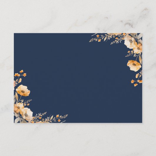 Herfst Wildflower Crest Navy Blue Wedding Details Informatiekaartje (Achterkant)