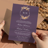 Herfst Wildflower Crest QR Code Dusty Paarse bruil Kaart