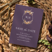 Herfst Wildflower Crest QR Code Dusty Paarse bruil Save The Date