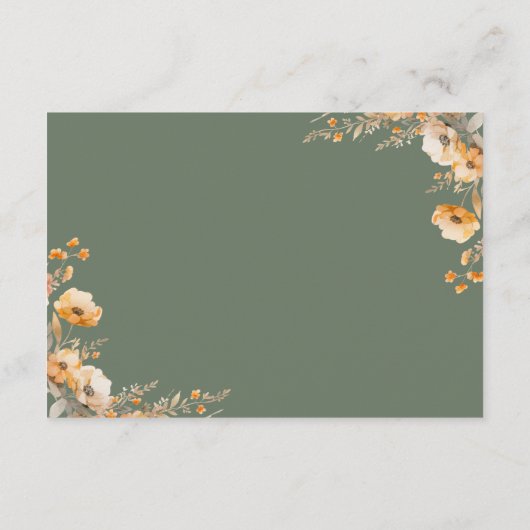 Herfst Wildflower Crest Sage Green Wedding Details Informatiekaartje (Achterkant)