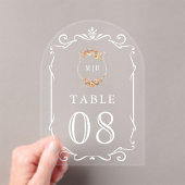 Herfst Wildflower Crest Wedding Acryl Tafel Nummer Acryl Uitnodigingen (Insitu (Draagbaar))