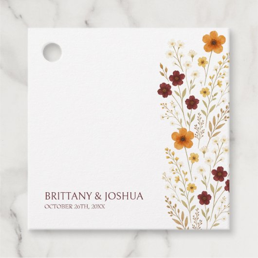 Herfst Wildflower Elegante Boho bruiloft Bedankjes Labels (Voorkant)