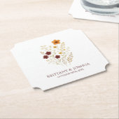 Herfst Wildflower Elegante Boho bruiloft Kartonnen Onderzetters (Gekanteld)