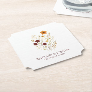 Herfst Wildflower Elegante Boho bruiloft Kartonnen Onderzetters