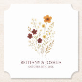 Herfst Wildflower Elegante Boho bruiloft Kartonnen Onderzetters (Voorkant)